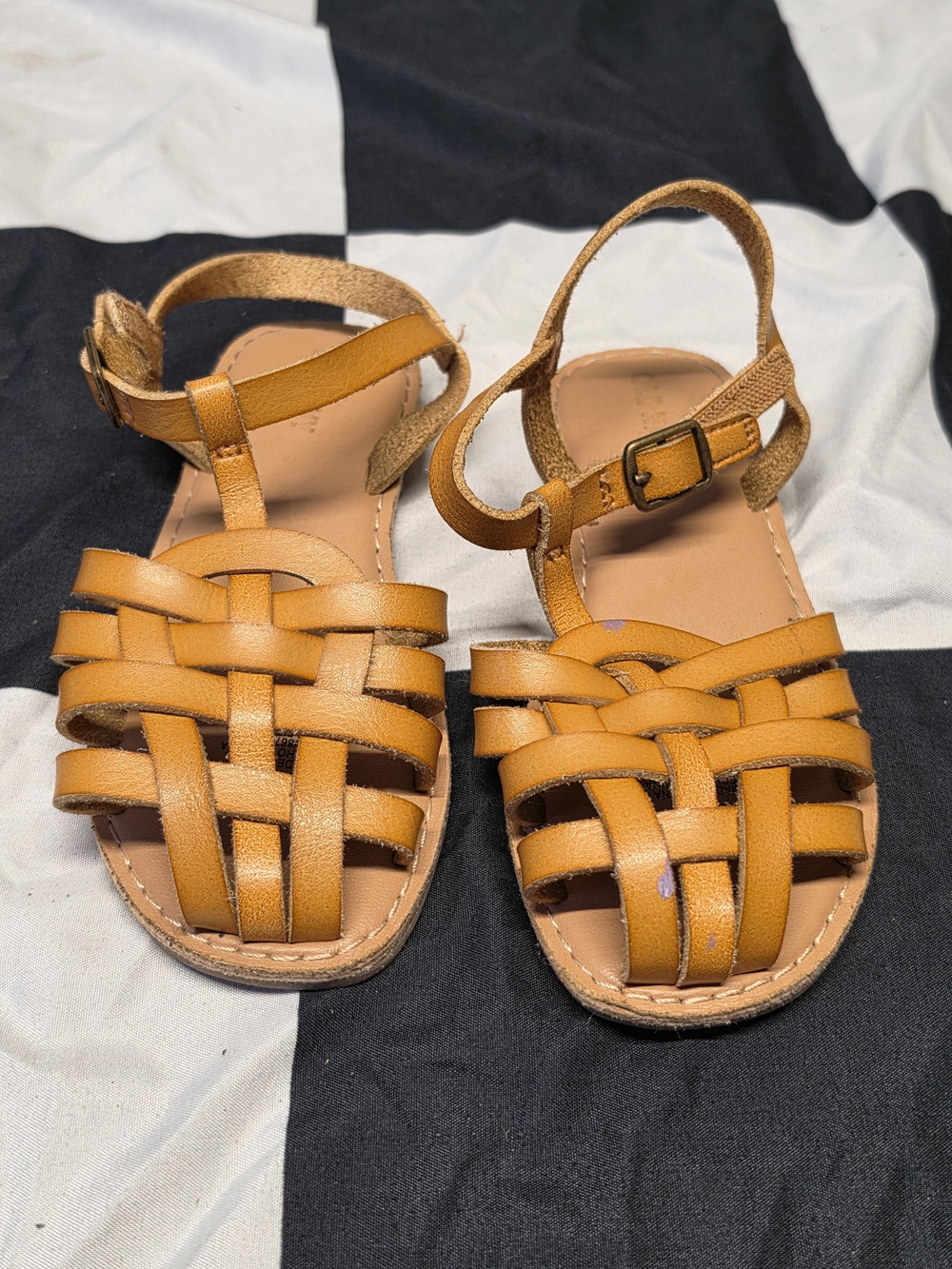 Old Navy Kids Woven Tan Leather-Look Sandals